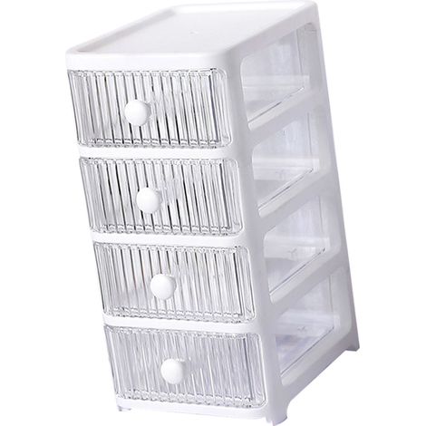 Transparente Aufbewahrungsbox mit 4 stapelbaren, multifunktionalen Schubladen für Büro und Schlafzimmer (1/5)