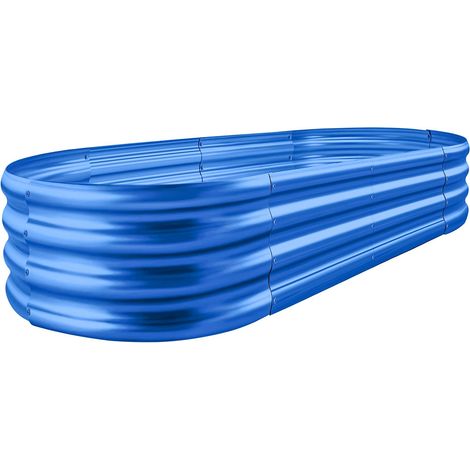 Kit de jardinière surélevée galvanisée pour l'extérieur, Grande jardinière Ovale en métal pour légumes, 1,2 x 0,6 x 0,3 m (1 pièce) (Bleu) (1/5)