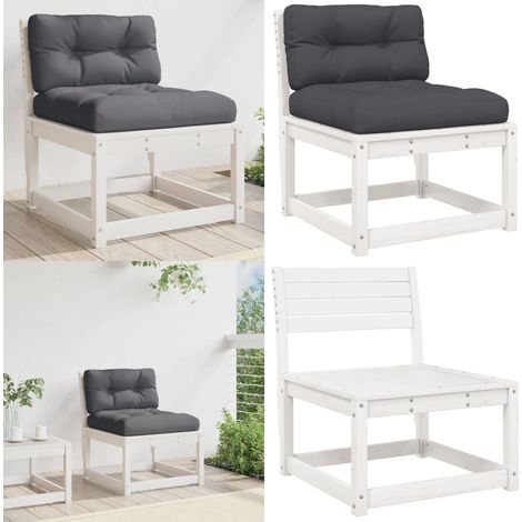 Gartensofa mit Kissen Weiß Massivholz Kiefer - Gartenmöbel - Outdoor Möbel - Terrassenmöbel - Lounge Set - Esszimmergarnitur - Home & Living (1/5)