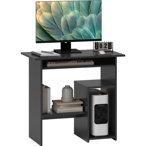 Bureau moderne en mélamine et métal noir 80x45x75 cm, meuble fonctionnel pour optimiser votre espace de travail. (1/5)