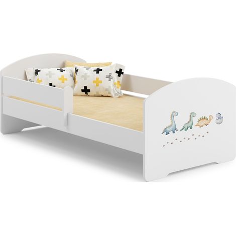 LUK letto per bambini con ringhiera 140x70 Dinosauri