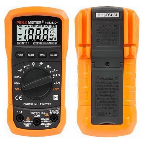Multimètre numérique PM8233A PM8233B PM8233D PM8233D+/E AC DC Ampômetre Voltmètre Tester DC Résistance de courant Diode de continuité Test Données de détention Taille de poche à main 2000 comptes (PM8 (1/5)
