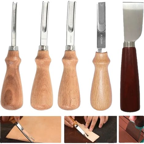 Set di utensili per la lavorazione della pelle, taglio di precisione, design resistente, 5 pezzi (1/2)