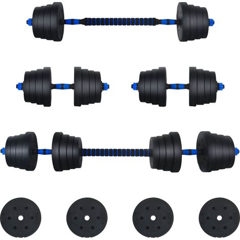 Juego de Mancuernas 2 en 1 40kg Negro y azul vidaXL