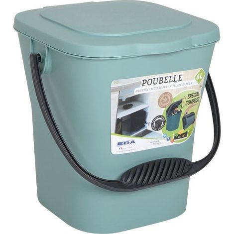 Secchio compost 6l verde eucalipto con coperchio - Eda