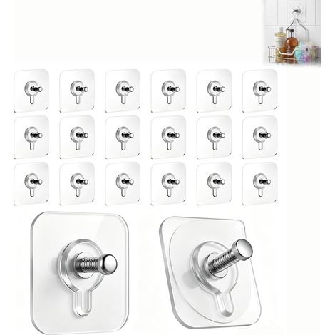20pcs Adhésif Accroche Tableau Sans Percer, Accroche Cadre Sans Percer Adhésive Transparente 6 x 6 cm, Attache Tableau Sans Perce, Fixation pour Cadres Photos Miroirs et Décoration Murale (1/5)
