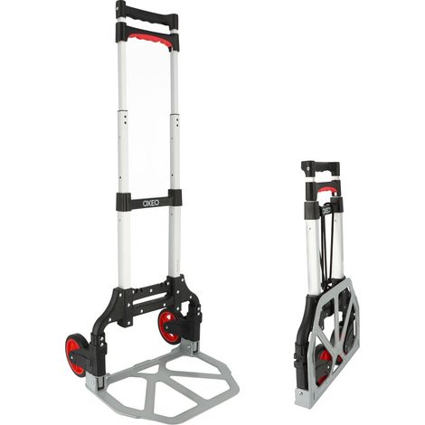 Diable pliable 70kg - Aluminium - Plateau antidérapant 39x23 cm - Hauteur 91cm - Roues increvables système de repli automatique (1/5)