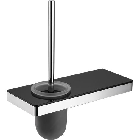 BERNSTEIN - Portascopino in acciaio inox, portascopino con ripiano in vetro - 30x12,5x34cm - G505 - Cromato nero	Cromo/Nero