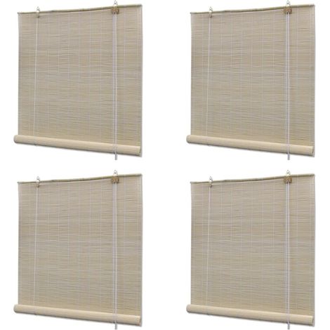 4 pcs Stores à rouleau, Stores Enrouleur, Stores Occultant, Stores jour nuit pour Fenêtre Bambou l 120x160 cm MAE9944 (1/5)