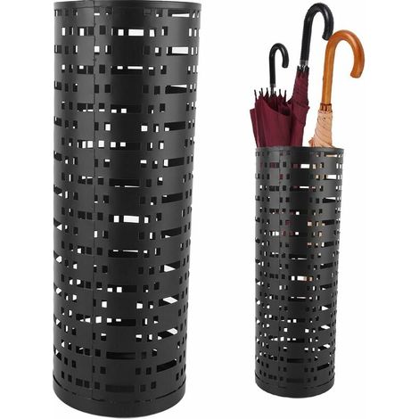 1 Porte-parapluies Métal, Design creux, Acier poudre noir, Compact 42x15x15cm, Entrée Bureau Maison (1/5)