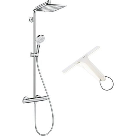 Hansgrohe Colonne de douche Crometta E 240 EcoSmart + cadeau gratuit raclette de douche, blanc (27281000-650) (1/5)