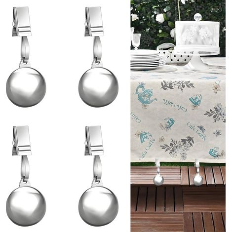 Poids de nappe lourds - résistants au vent - pinces à nappe - billes en acier inoxydable - avec pinces à nappe métalliques - Poids de table - Fixation sécurisée de la nappe - Poids de nappe - 6 x 2,2 (1/5)