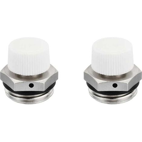Set of 2 radiator caps - External thread for BSP in nickel-plated brass - Manual bleed valve (1/4") (1/5)
