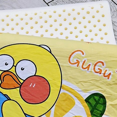 Kinderkissen aus gebogenem, atmungsaktivem, doppellagigem Naturlatex, gelbes Design mit der Cartoon-Zahl 2, 27 x 44 cm / 10,6 x 17,3 Zoll (1/4)
