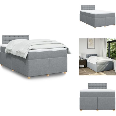 Sommier à lattes de lit avec matelas Gris clair 120x200cm Tissu - Sommier À Lattes De Lit - Sommiers À Lattes De Lit - Lit - Meuble De Chambre À Coucher (1/5)