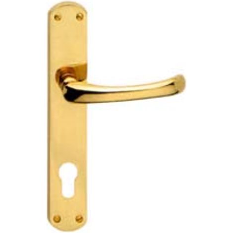 Maniglia rio con placca in ottone - mm.90 foro yale 2 paio