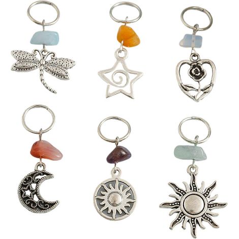Pinces à cheveux ethniques, anneaux pour dreadlocks, bijoux de cheveux pour femmes, breloques pour tresses sales, lot de 6, décorations pour cheveux, couleurs assorties (1/4)