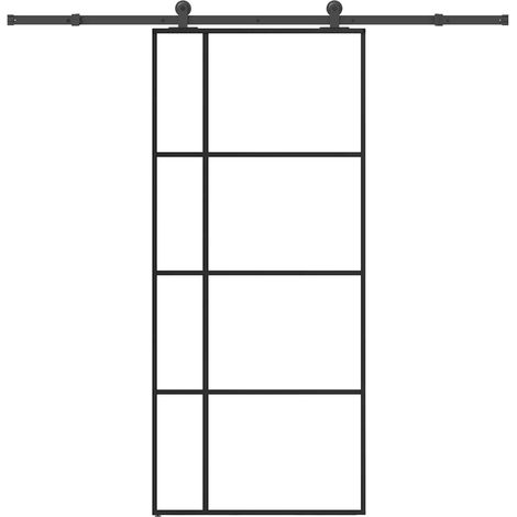 Schiebetür mit Beschlag 90x205 cm ESG-Glas & Aluminium
