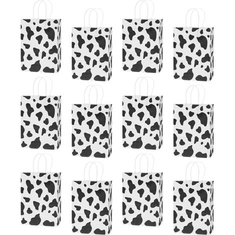 Lot de 12 sacs en papier noir et blanc avec emballage en