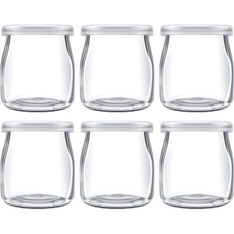 Pots en verre de 200 ml pour pouding au yaourt avec couvercles en plastique, mini-gobelets, petites bouteilles en verre (1/4)
