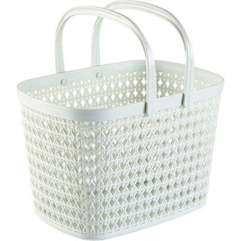 Cesta de mano de PP，261828 cm，Cesta de la compra，Cesta para guardar juguetes，Cesta de plástico portátil con asa (1/5)