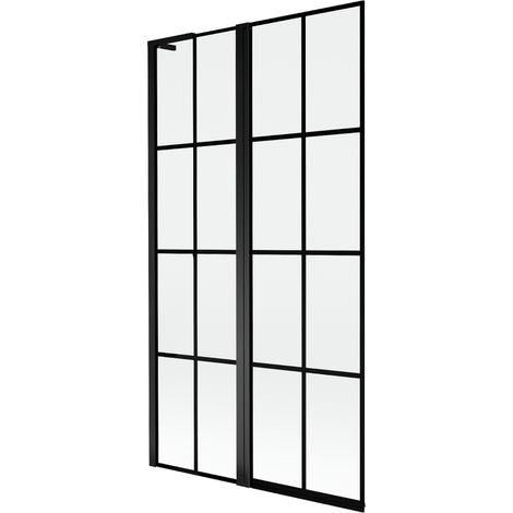 Mexen Mist L paroi de baignoire 2 volets gauche 100 x 150 cm, grille noire, noir - 8A9L-100-011-70-77-L (1/5)