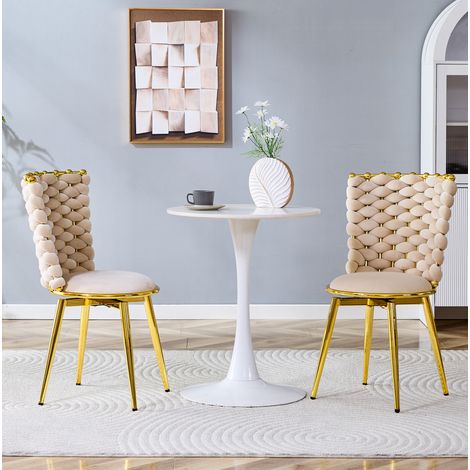 Silla comedor tapizada terciopelo beige metal OKMYHOME (1/5)