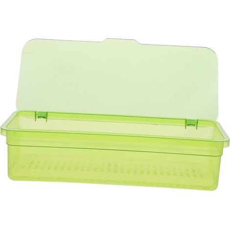 Caja de plástico con escurridor y tapa, organizador compacto para baguettes. (1/4)