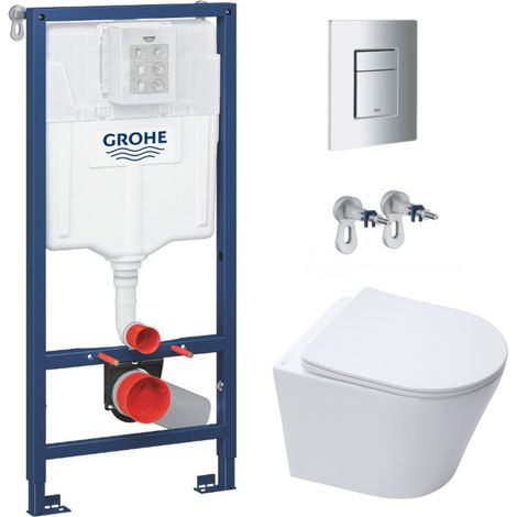 Pack Bâti-support Rapid SL + WC sans bride SAT + Abattant softclose + Plaque Chrome + Brosse de toilette OFFERTE