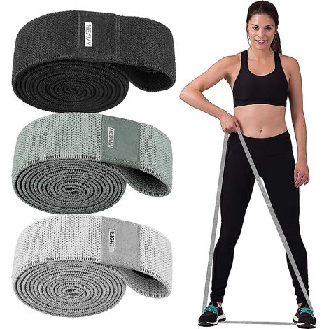 Bandes de résistance longues, bandes d'assistance à la traction en tissu (lot de 3), bandes élastiques épaisses compatibles avec l'exercice, ensemble de bandes de fitness compatibles avec Wi (1/4)