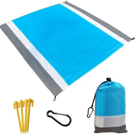 Tapis de Plage Anti-Sable - 200 x 210 cm - Couverture Imperméable et Isolante - pour Plage, Pique-Nique ou Camping - Facile à Nettoyer (1/3)