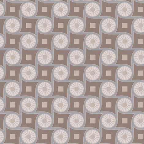 Retro Tapete Profhome 390603 Vliestapete glatt mit geometrischen Formen matt oliv creme-weiß grau-blau beige 5,33 m2