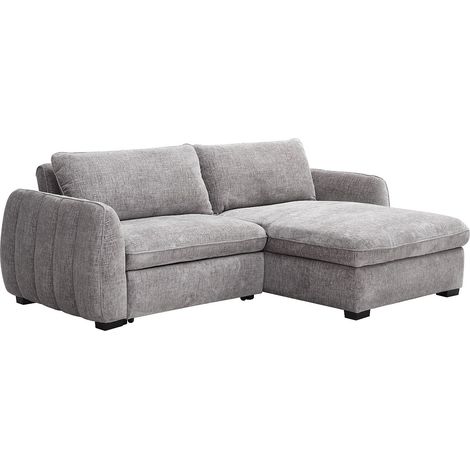 Canapé d'angle convertible et réversible en tissu chiné gris MONAVI (1/4)