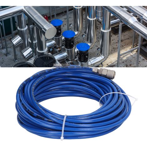 Collier de serrage pour tuyau pneumatique PU de type PU85 Φ58mm 20m avec raccord rapide NPT 1/4 pouce, tuyau haute pression, tuyau gainé de fil, tuyau d'air haute pression pour compresseur d'air, bleu (1/5)