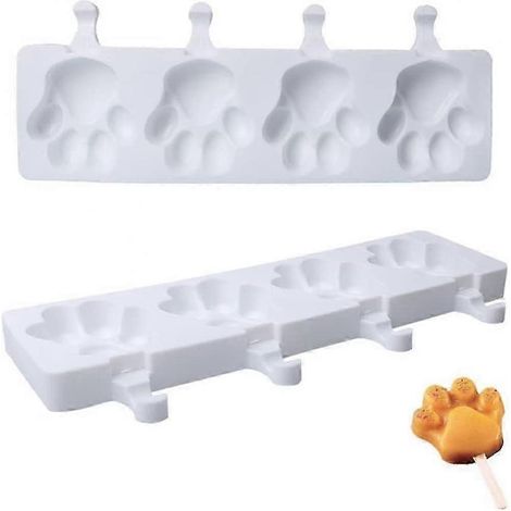 Moule à glace, moule à sucettes à gâteau à 4 trous, moule à popsicle en silicone en forme de patte d'ours, convient pour les popsicles faits maison, taille 26-27 pouces. (1/5)