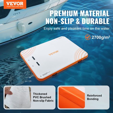 Quai flottant gonflable, 3,04 x 2,43 m, plate-forme de quai gonflable tapis de quai flottant antidérapant avec sac de transport portable échelle amovible, radeau d'île pour piscine, plage, océan (1/5)