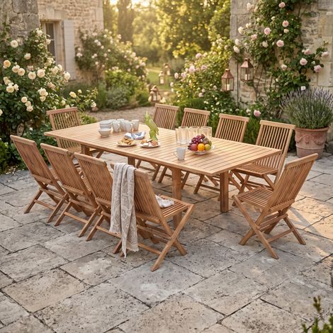 Salon de jardin en teck massif Azur, 10 places (1/5)