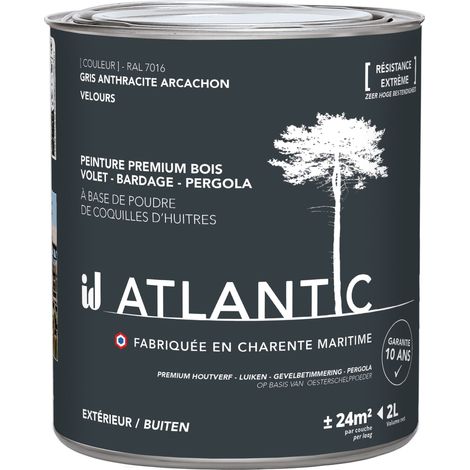 Peinture bois extérieurs - RAL 7016 Gris anthracite Arcachon - 2L - ATLANTIC (1/3)