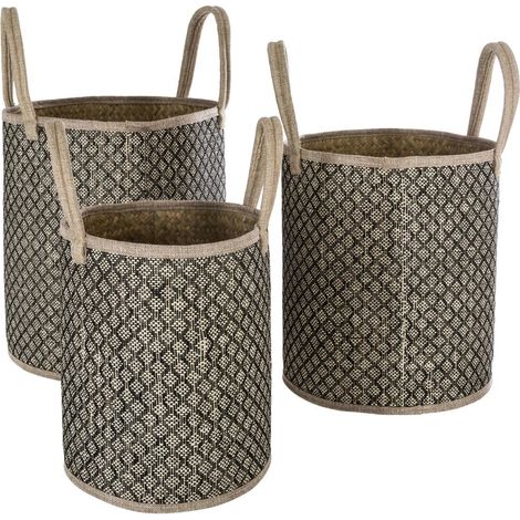 Set de 3 Paniers à anses en osier -PEGANE- (1/3)