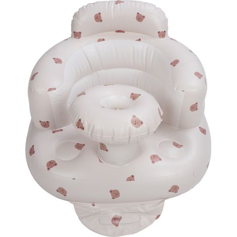Siège gonflable pour bébé avec soutien dorsal, canapé et chaise haute pour tout-petit, idéal pour la douche ou comme siège de sol, motif ours, avec plateau. (1/5)