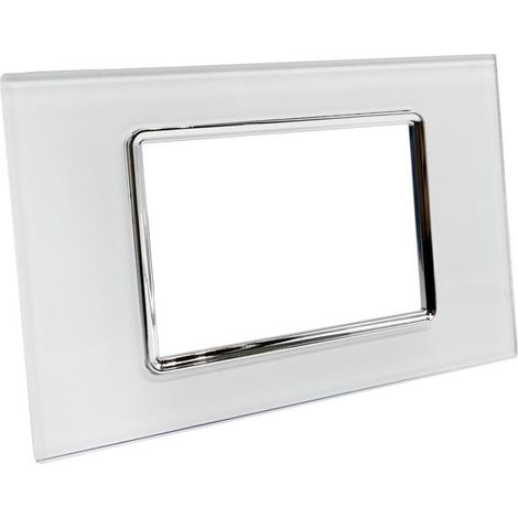 Placchetta per interruttore in vetro a 3 posti bianca cassetta 503 compatibile con bticino living light supporto cover (1/3)