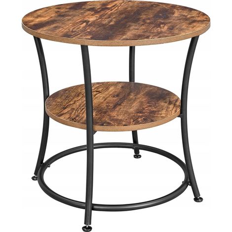 Tavolino da caffè rotondo in stile industriale e legno rustico (1/5)