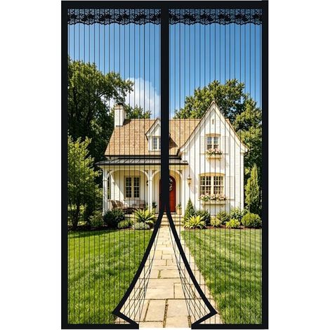 100. Zanzariera magnetica per porte e finestre, 120x220 cm, ultra sottile, senza foratura, per balcone/camera da letto, nera. (1/5)