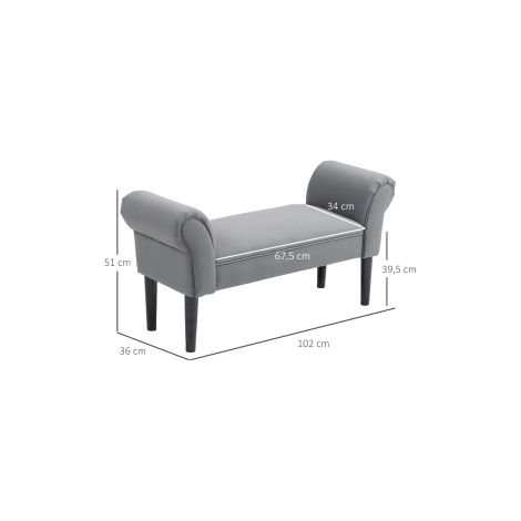 CHICFURN Panca imbottita da letto 102 x 36 x 51 cm in MDF grigio scuro per camera e ingresso (1/5)