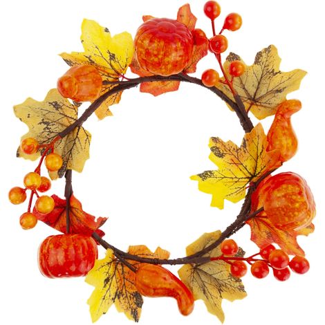 CV36852 Dekorativer Kranz mit Kürbissen und Blättern, Heimdekoration, Eingangsbereich, Fenster, 25 cm (1/5)