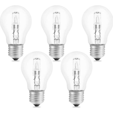Halogen Bulb E27 A55 42W Dimmable, AC220-240V, 650LM Warm White 2700K, Clear Globe Bulb E27 Halogen for Ceiling Light, Desk Lamp, Wall Lamp, Floor Lamp, Pack of 5 (1/5)