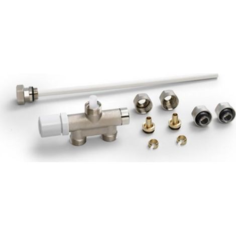 Acova – Pack robinetterie thermostatisable droit nickelé – Monopoint / bitube – Filetage 1/2" – Pour chauffage central