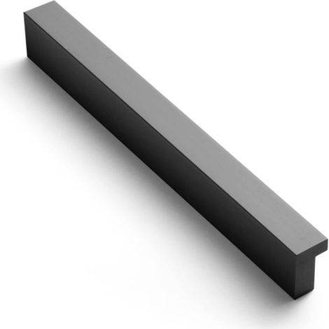 Lot de 2 poignées d'armoire - Poignées de tiroir noires (64 mm), entraxe de trou - Poignées de tiroir solides et coudées pour armoires de cuisine - Poignées à doigts (1/4)