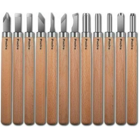 MINE Outil de Gravure en Bois Kit, 12 Pièces Décapage Couteau Sculpture sur Bois, ux à Bois, DIY Outil de Sculpture pour Sculpteur, Charpentier, Amateur (1/5)