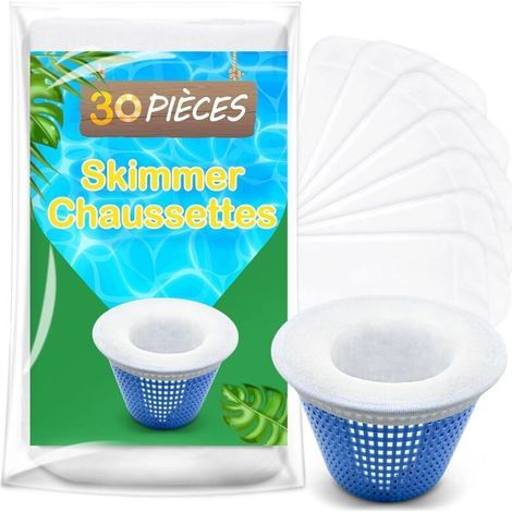 Chaussette Skimmer Piscine 30 Pièce, Réutilisable Chaussette Filtre Piscine, Prefiltre Skimmer Nylon Élastique avec Maillage Ultra-Fin, Chaussettes d'écumeur de Piscine pour les Débris et la Saleté (1/5)